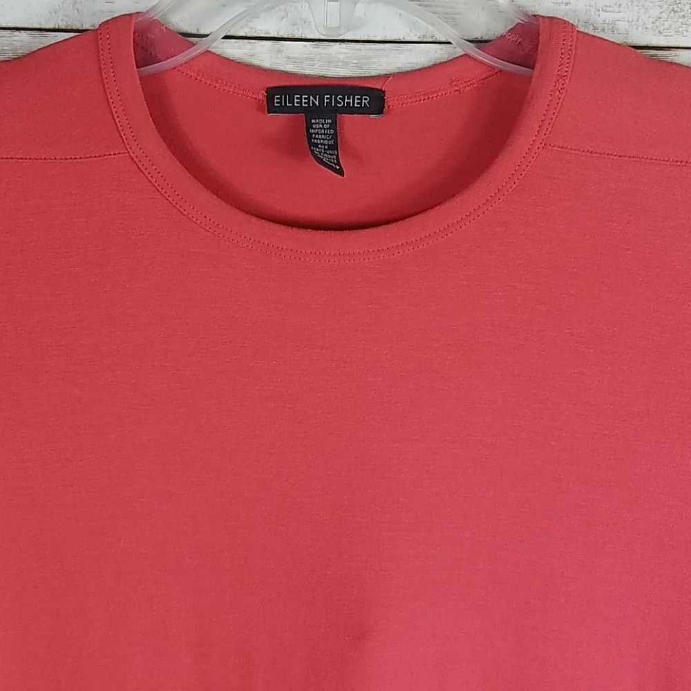 Eileen Fisher, women's Coral dress, round neck, short-sleeves, Sz XS/TP